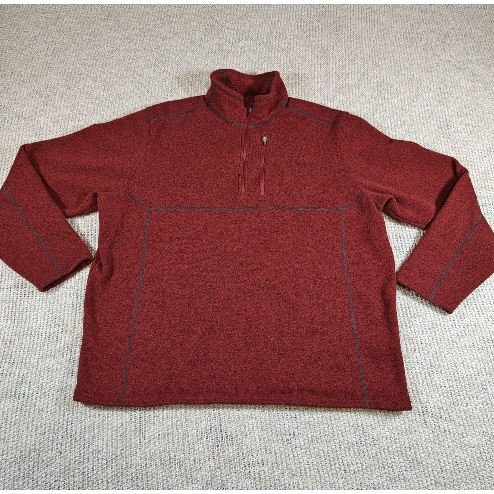 Eddie Bauer 1/4 Zip Pullover Mens XXL Red Long Sleeve Chest Pocket Outdoor